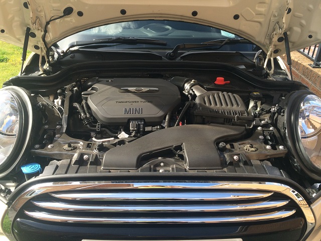 Photograph of Engine Bay of Sharon's Mini Cooper